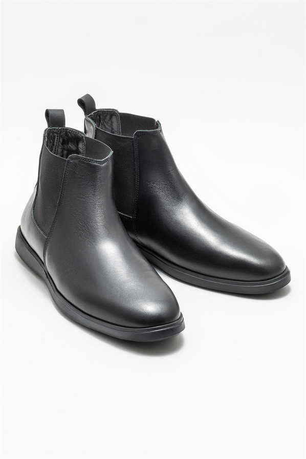 Siyah deri erkek günlük bot, günlük kullanım için - Elle Shoes