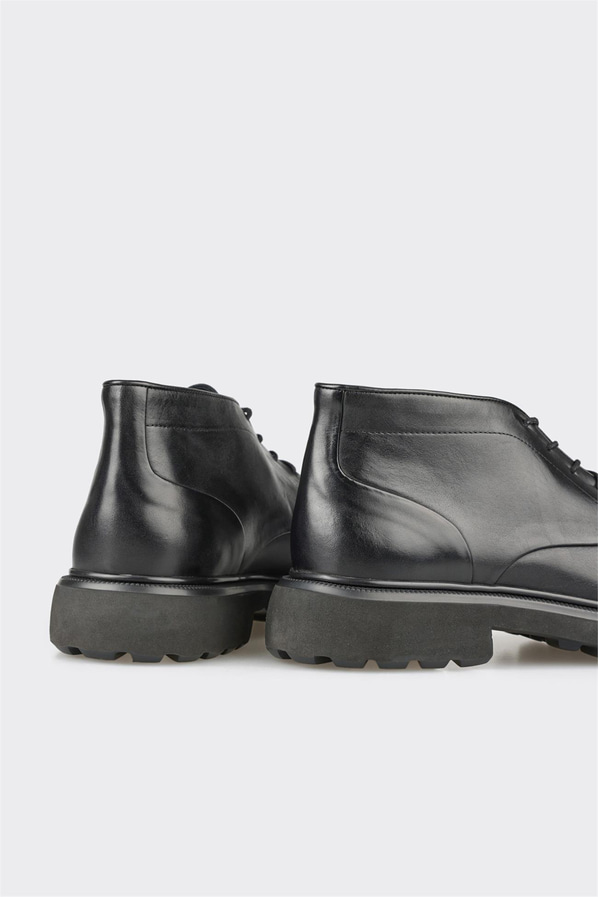 Siyah kot mavisi deri kalın tabanlı erkek günlük bot, rahat kullanım için - Elle Shoes