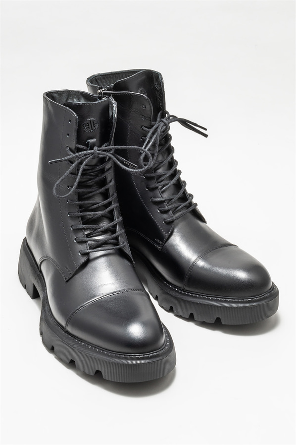 Siyah deri erkek günlük bot, günlük kullanım için - Elle Shoes
