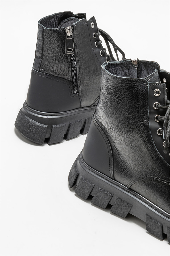 Siyah deri erkek günlük bot, günlük kullanım için - Elle Shoes