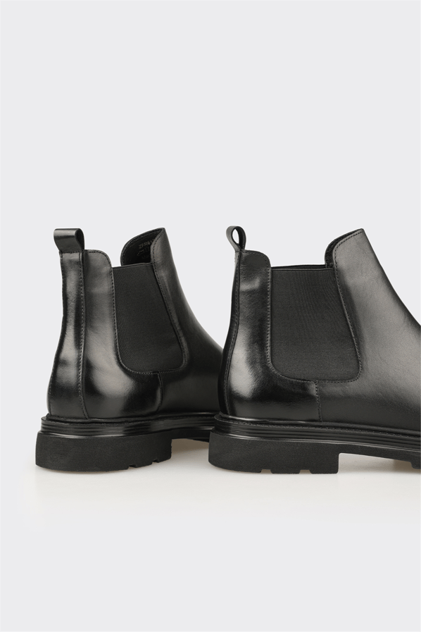 Siyah Deri Erkek Günlük Bot