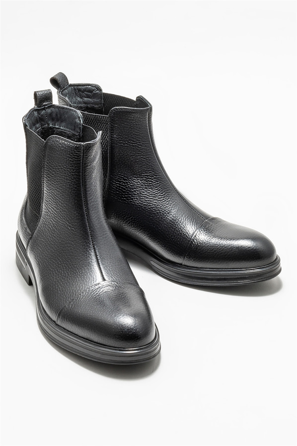 Siyah deri erkek günlük bot, günlük kullanım için - Elle Shoes