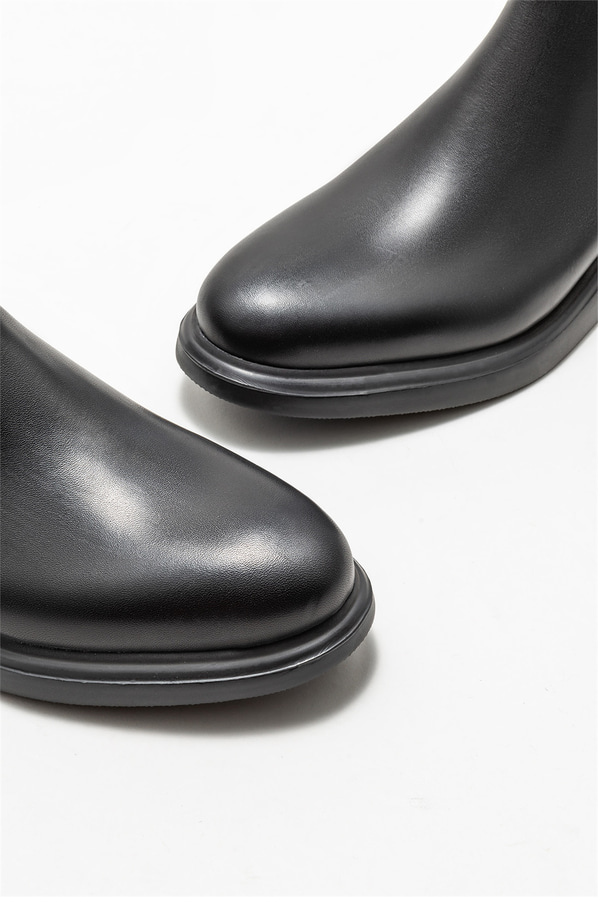 Siyah deri erkek günlük bot, günlük kullanım için - Elle Shoes
