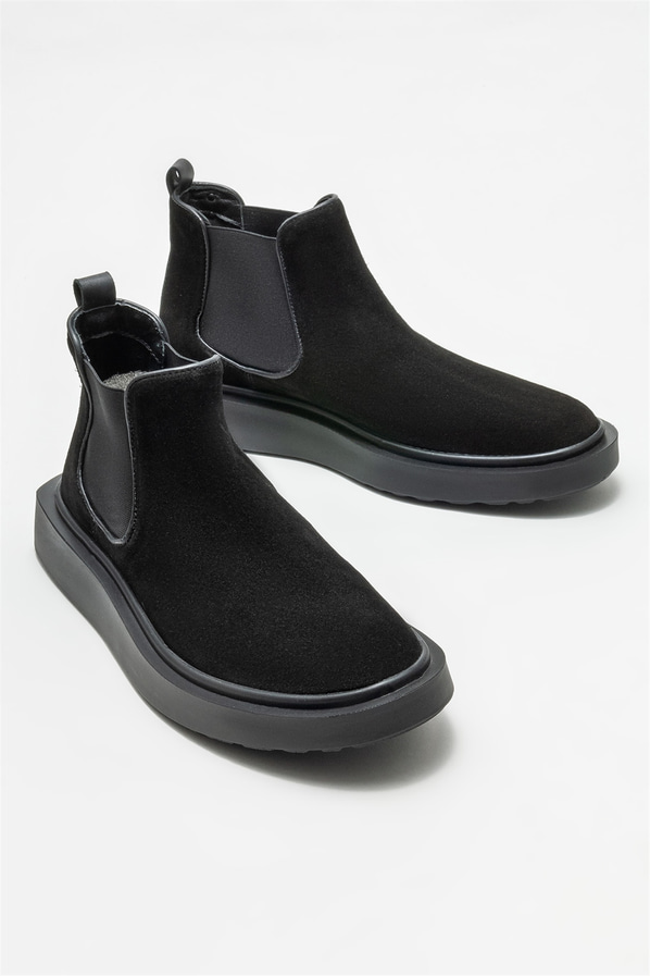 Siyah deri erkek günlük bot, günlük kullanım için - Elle Shoes