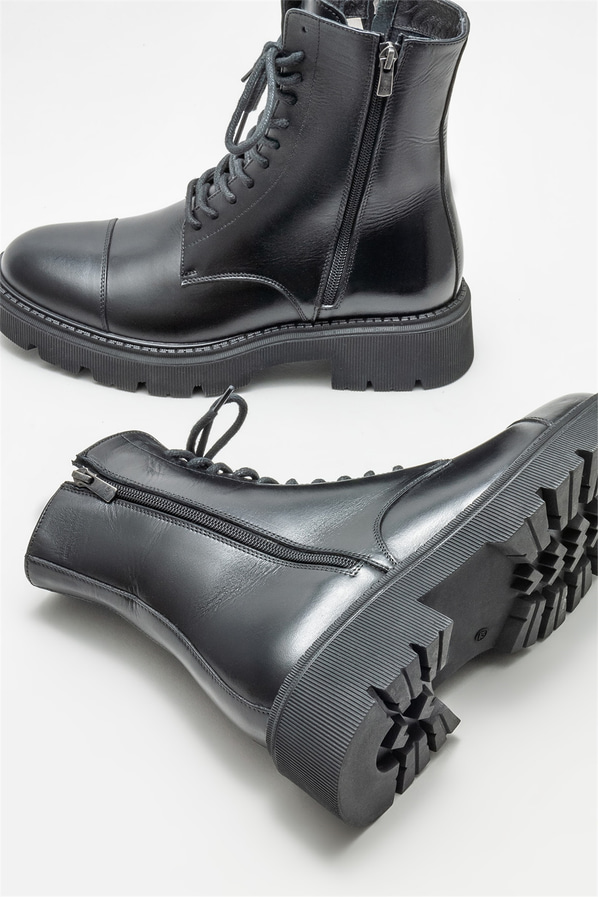 Siyah deri erkek günlük bot, günlük kullanım için - Elle Shoes