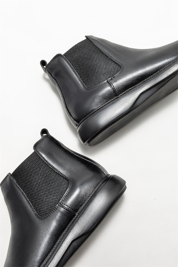 Siyah deri erkek günlük bot, günlük kullanım için - Elle Shoes