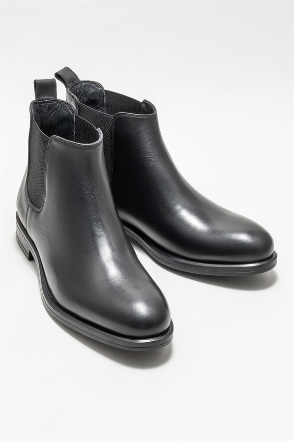 Siyah deri erkek günlük bot, günlük kullanım için - Elle Shoes