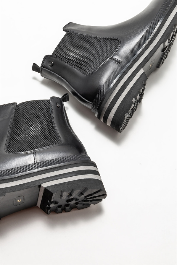 Siyah deri erkek günlük bot, günlük kullanım için - Elle Shoes