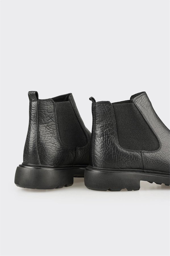 Siyah Deri Erkek Günlük Bot