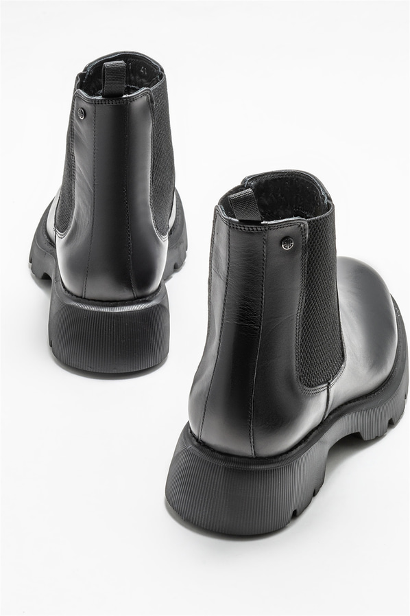 Siyah deri erkek günlük bot, günlük kullanım için - Elle Shoes