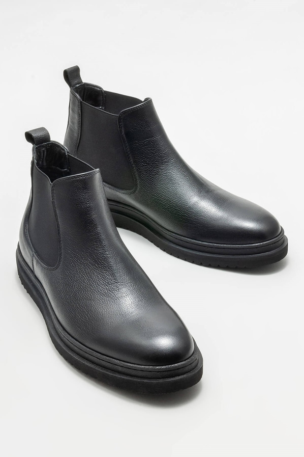 Siyah deri erkek günlük bot, günlük kullanım için - Elle Shoes