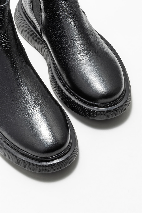 Siyah deri erkek günlük bot, günlük kullanım için - Elle Shoes