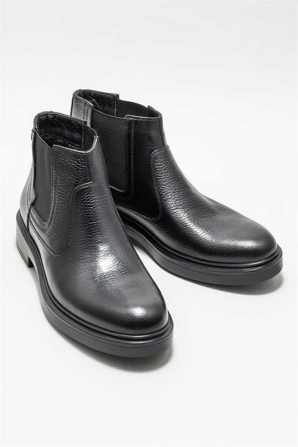Siyah deri erkek günlük bot, rahat kullanım için - Elle Shoes