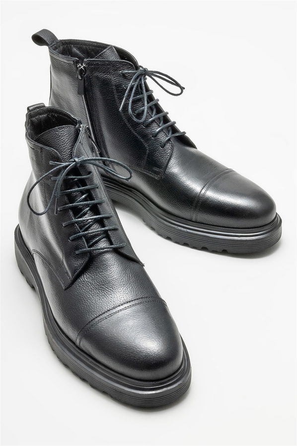 Siyah deri erkek günlük bot, günlük kullanım için - Elle Shoes