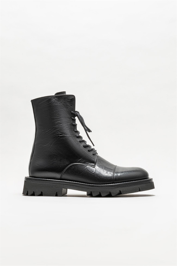 Siyah deri erkek günlük bot, günlük kullanım için - Elle Shoes