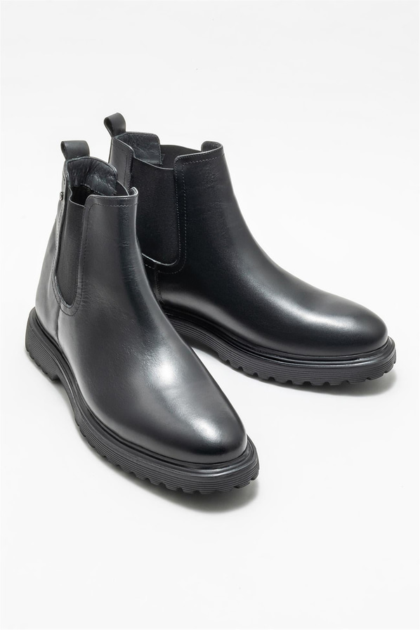 Siyah deri simli erkek günlük bot, rahat kullanım için - Elle Shoes