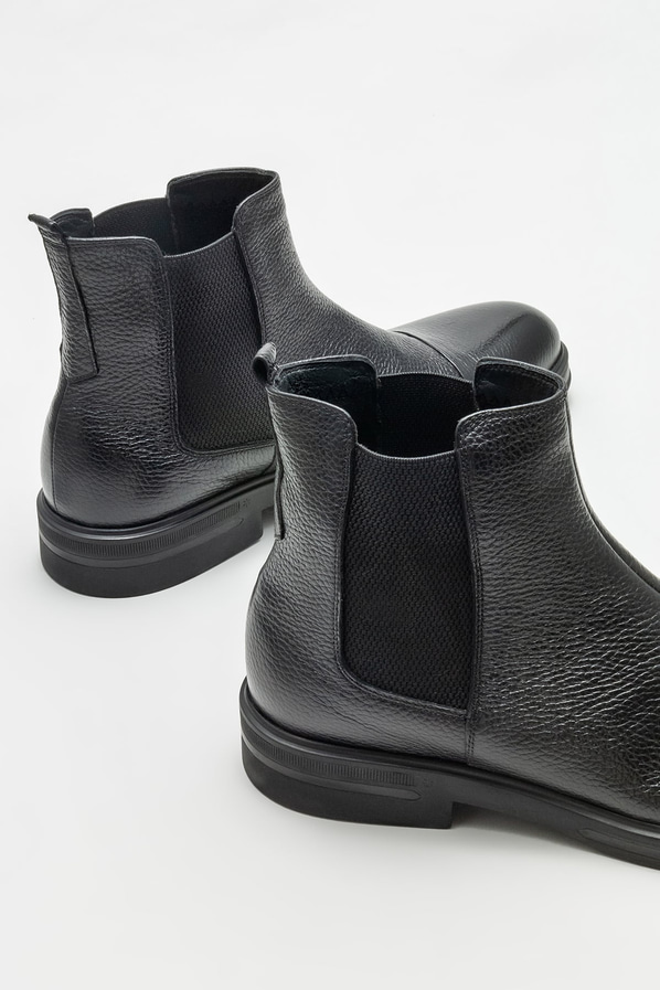 Siyah deri erkek günlük bot, günlük kullanım için - Elle Shoes