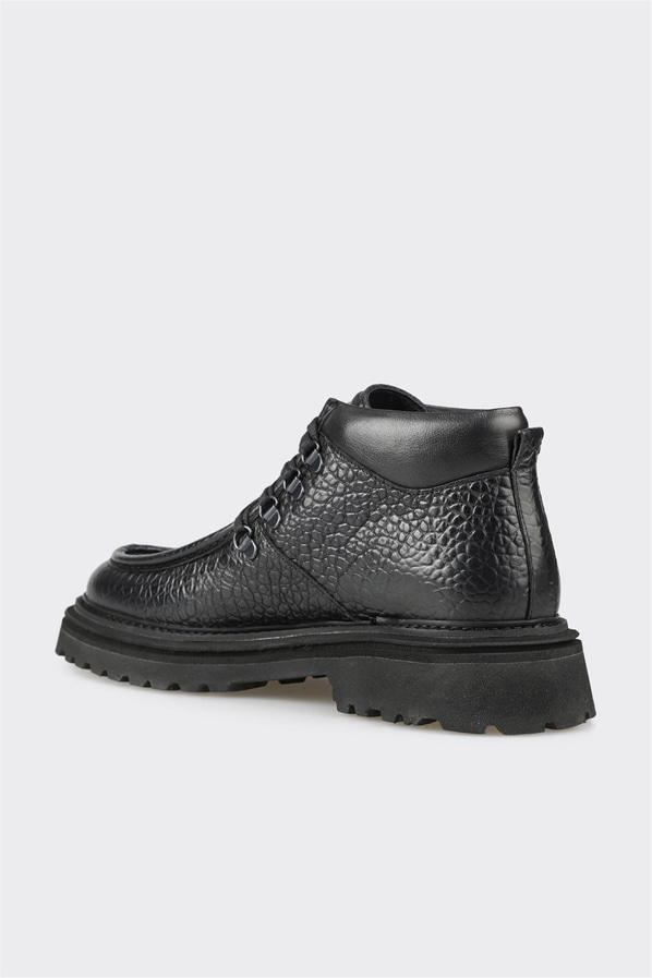Siyah deri ve süet erkek günlük bot, rahat kullanım için - Elle Shoes