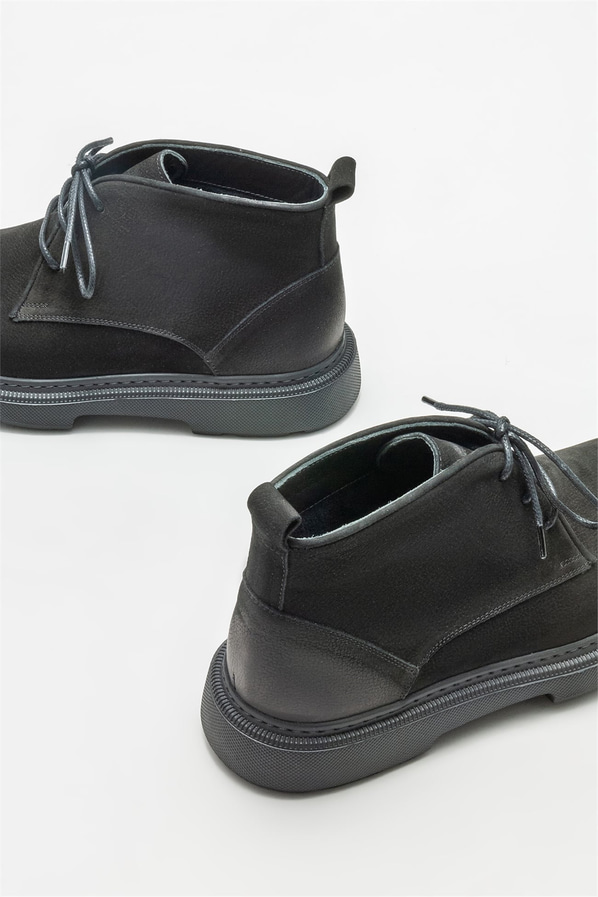 Siyah deri erkek günlük bot, günlük kullanım için - Elle Shoes