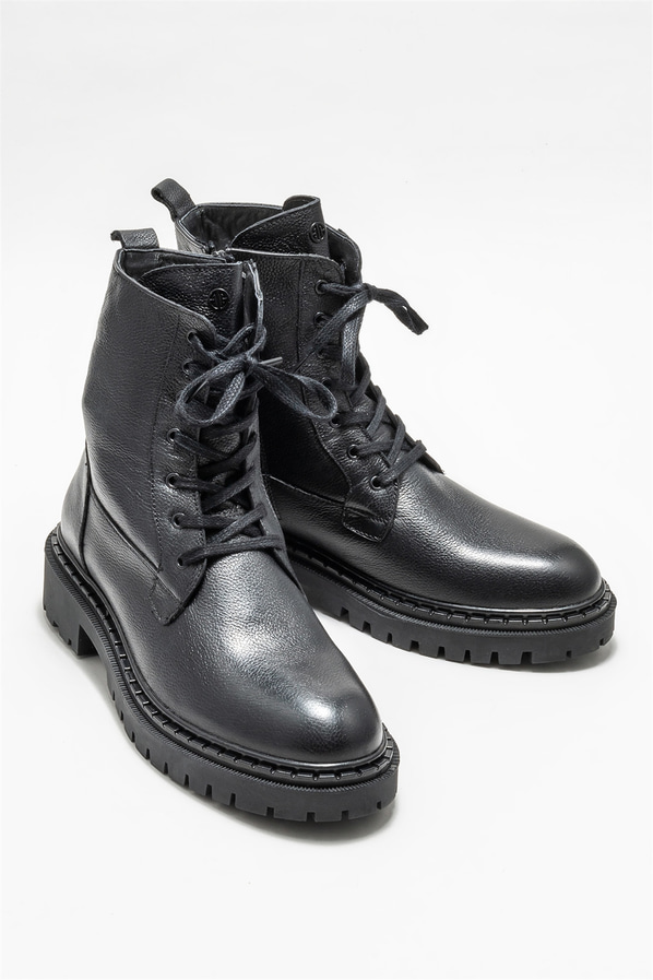 Siyah deri erkek günlük bot, günlük kullanım için - Elle Shoes
