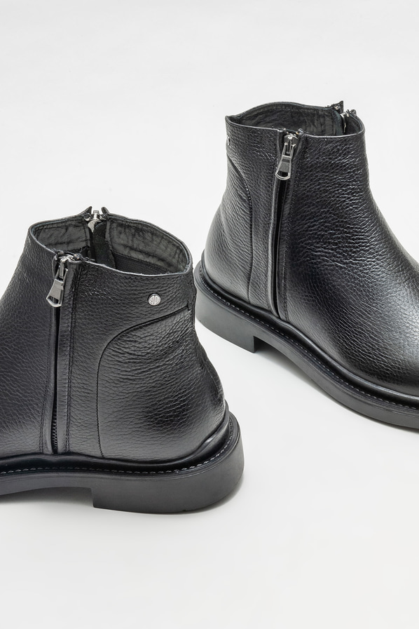 Siyah deri erkek günlük bot, günlük kullanım için - Elle Shoes