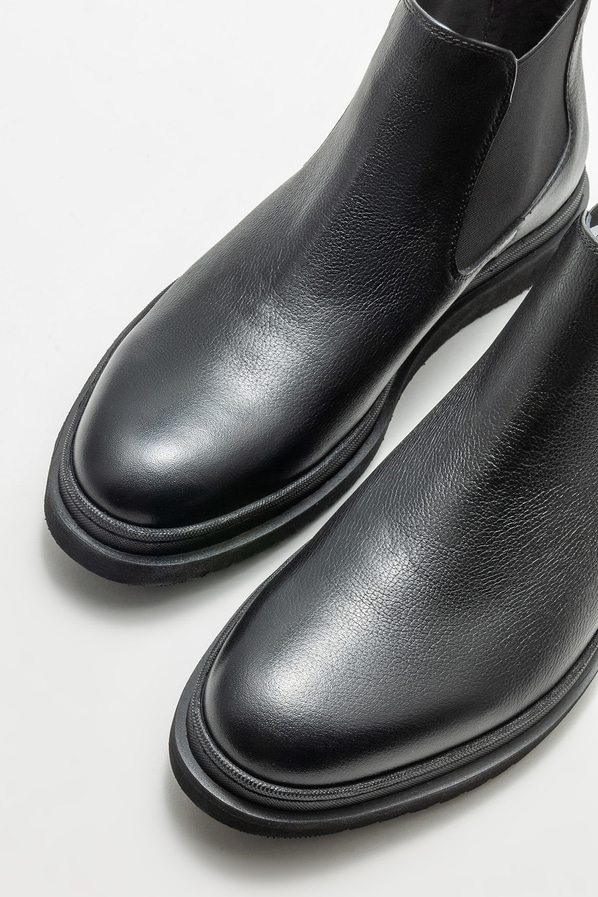 Siyah deri erkek günlük bot, günlük kullanım için - Elle Shoes