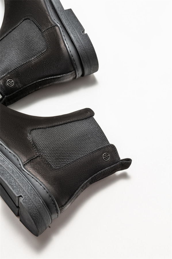 Siyah deri erkek günlük bot, günlük kullanım için - Elle Shoes