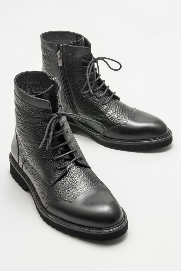 Siyah deri erkek günlük bot, günlük kullanım için - Elle Shoes