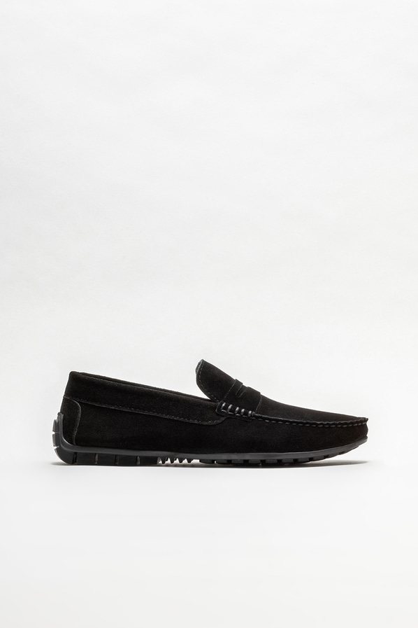 Siyah deri erkek loafer, günlük kullanım için - Elle Shoes