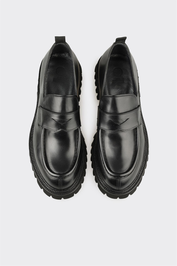 Siyah Deri Erkek Günlük Loafer