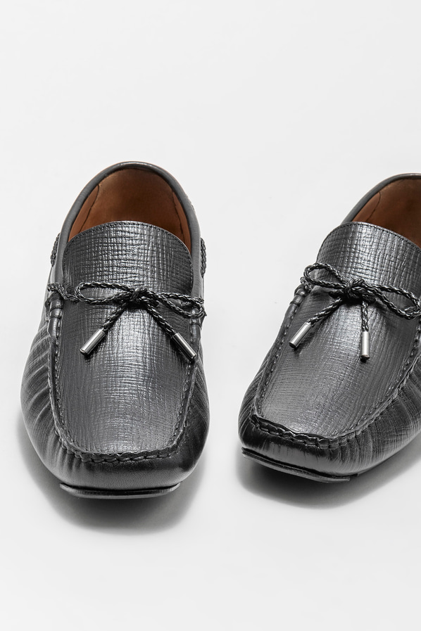 Siyah deri erkek loafer, günlük kullanım için - Elle Shoes