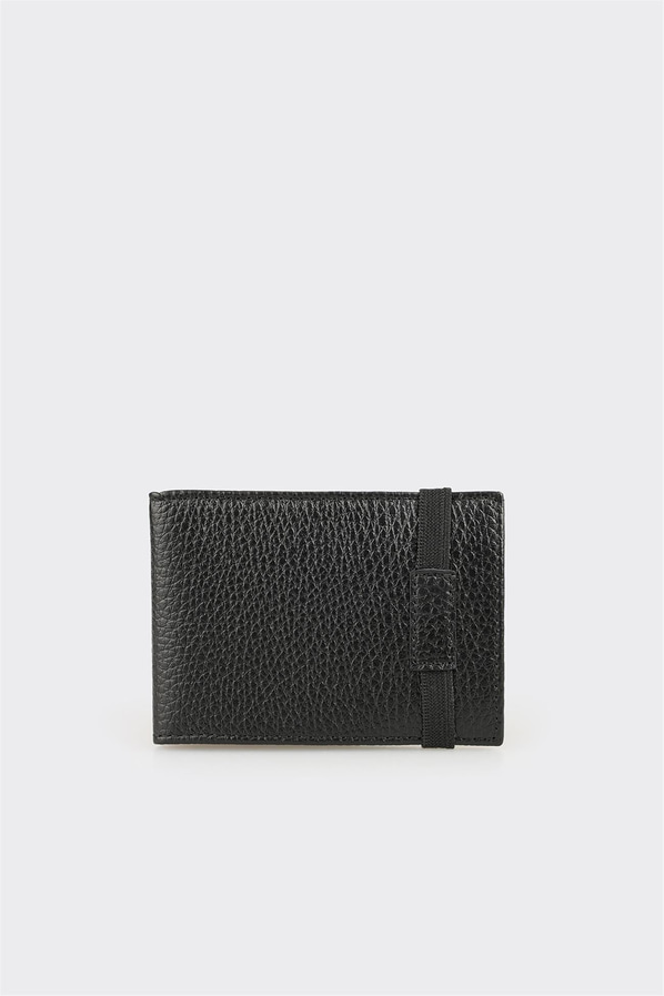 Siyah Deri Erkek Kartlık