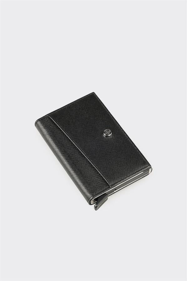 Siyah Deri Erkek Kartlık