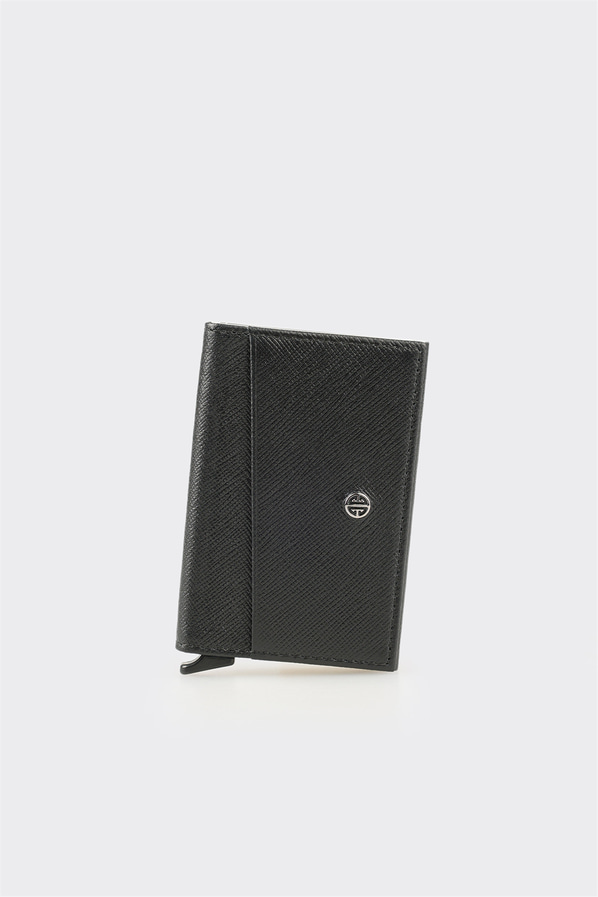 Siyah Deri Erkek Kartlık