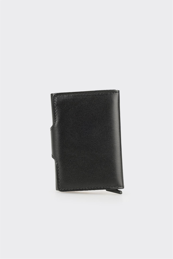 Siyah Deri Erkek Kartlık