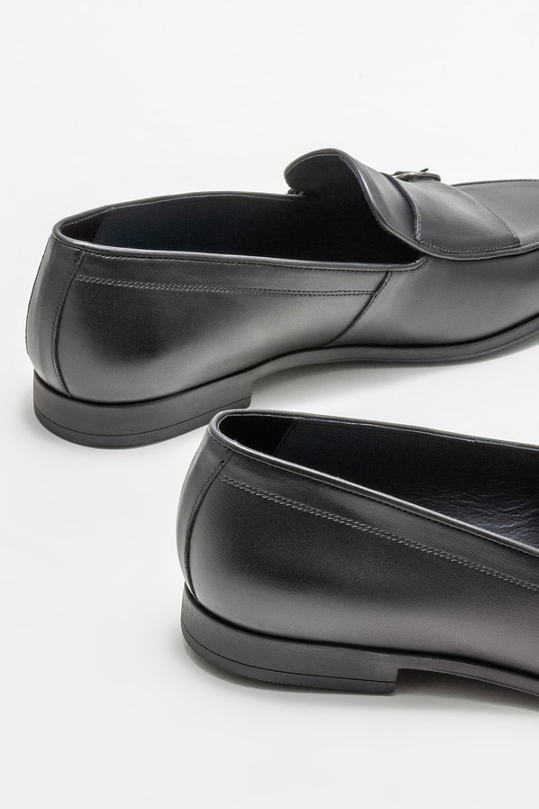 Siyah Deri Erkek Klasik  Loafer