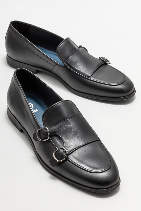 Siyah Deri Erkek Klasik  Loafer