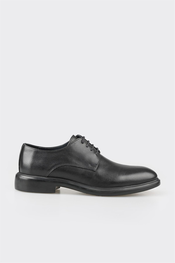 Siyah deri erkek klasik ayakkabı, rahat kullanım için - Elle Shoes