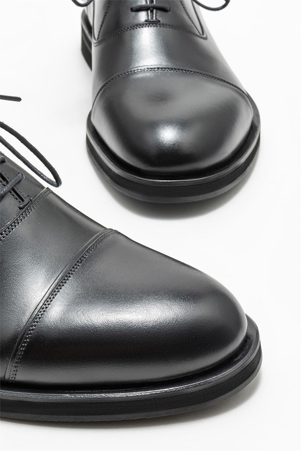 Siyah deri erkek klasik ayakkabı - Elle Shoes