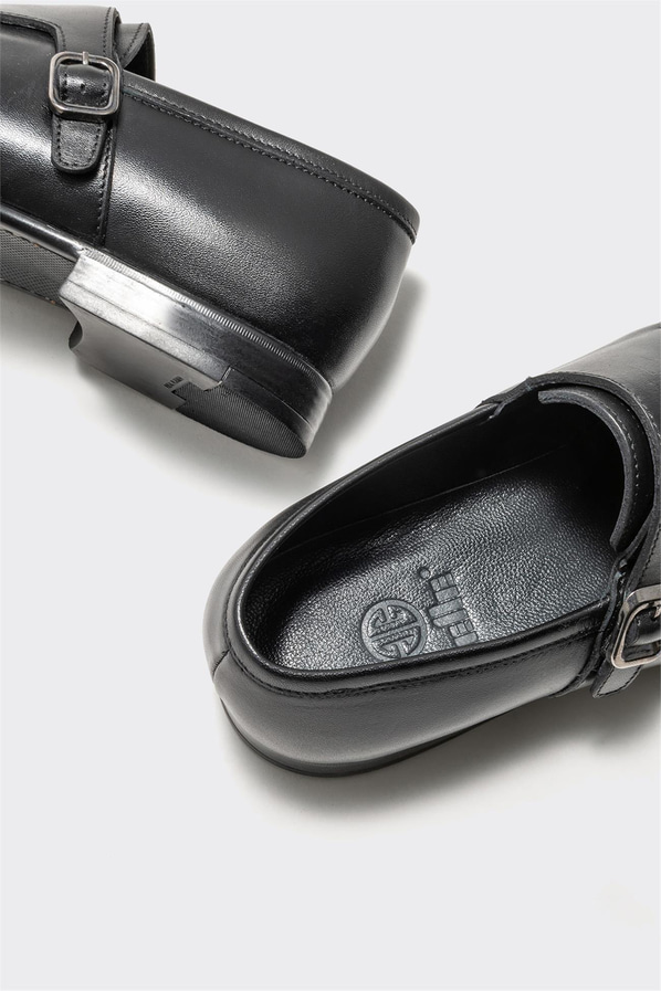 Siyah deri erkek klasik ayakkabı - Elle Shoes