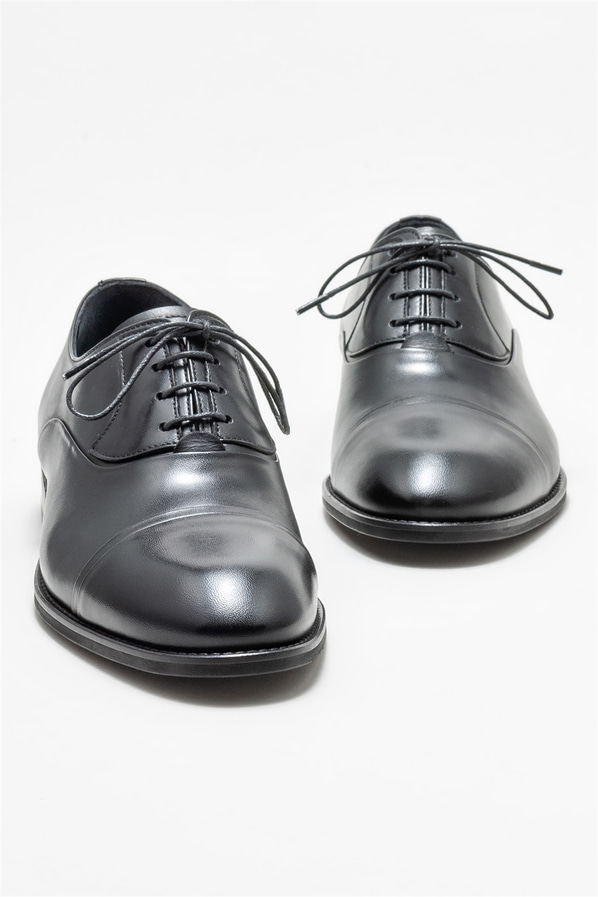 Siyah deri erkek klasik ayakkabı - Elle Shoes