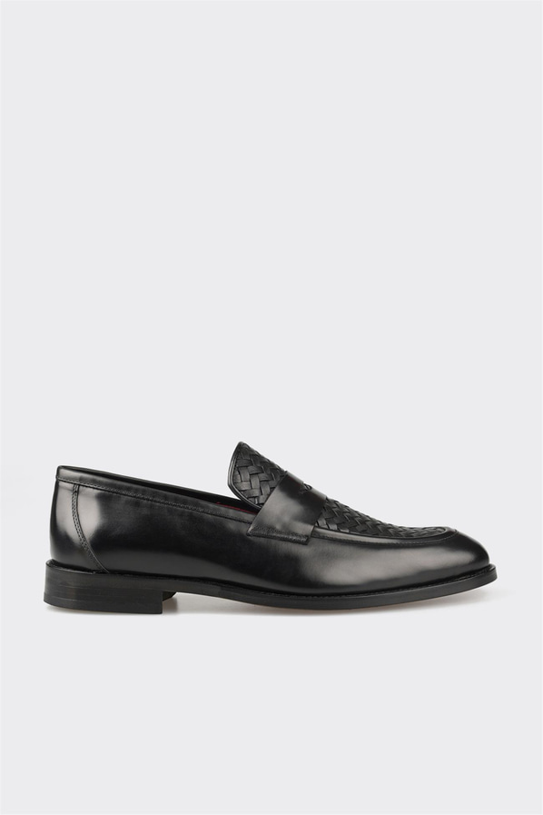 Siyah deri erkek loafer, klasik stil için - Elle Shoes