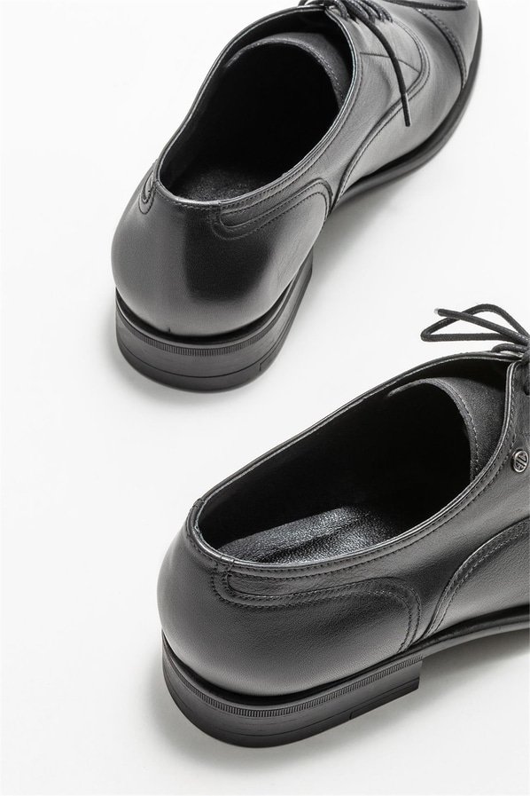 Siyah deri erkek klasik ayakkabı - Elle Shoes
