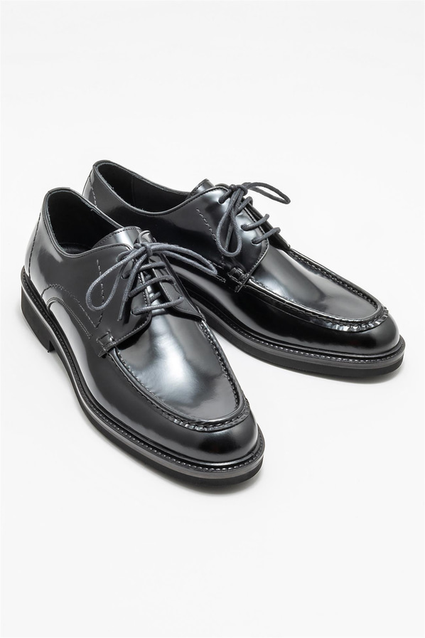 Siyah deri erkek klasik ayakkabı - Elle Shoes