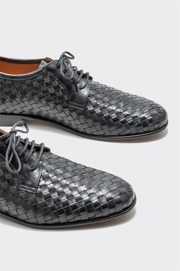 Siyah deri erkek klasik ayakkabı - Elle Shoes