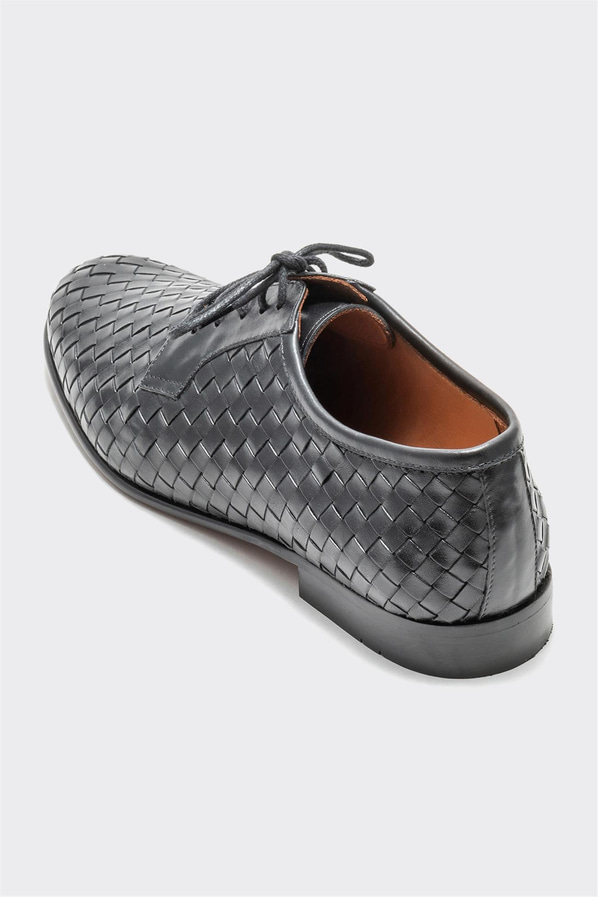 Siyah deri erkek klasik ayakkabı - Elle Shoes