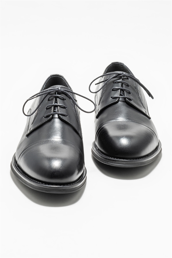 Siyah deri erkek klasik ayakkabı - Elle Shoes