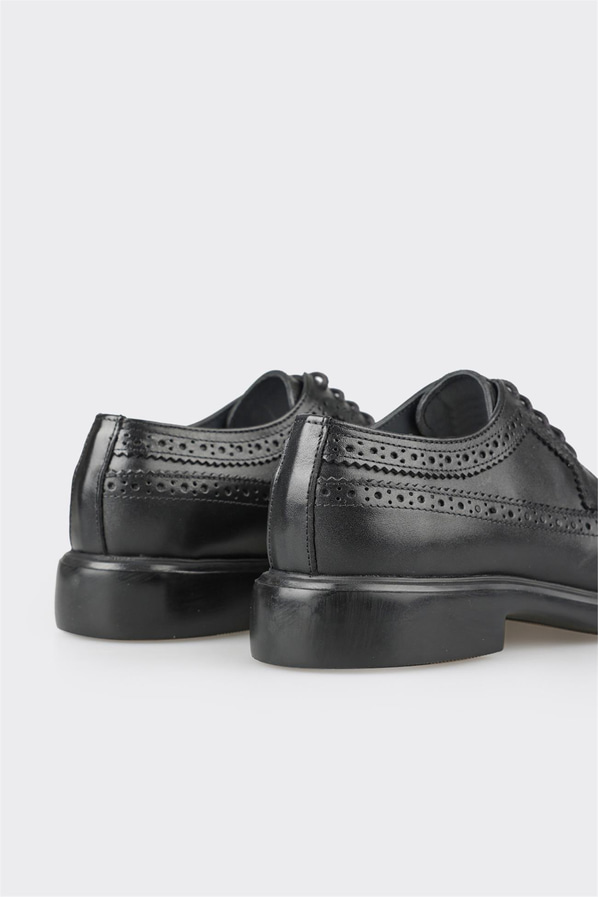 Siyah deri erkek klasik ayakkabı - Elle Shoes