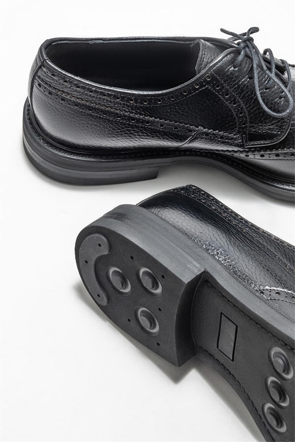 Siyah deri erkek klasik ayakkabı - Elle Shoes