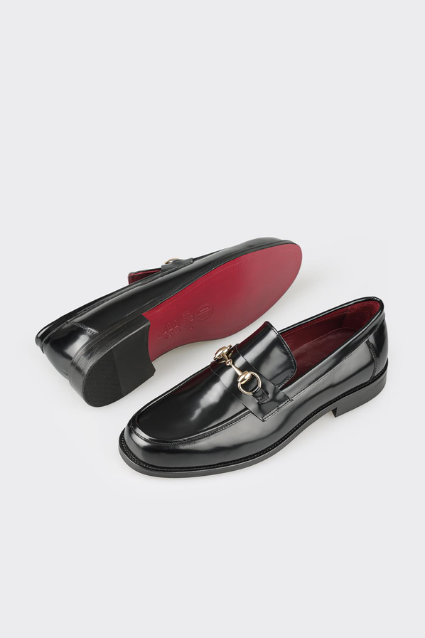 Siyah deri erkek loafer, klasik stil için - Elle Shoes